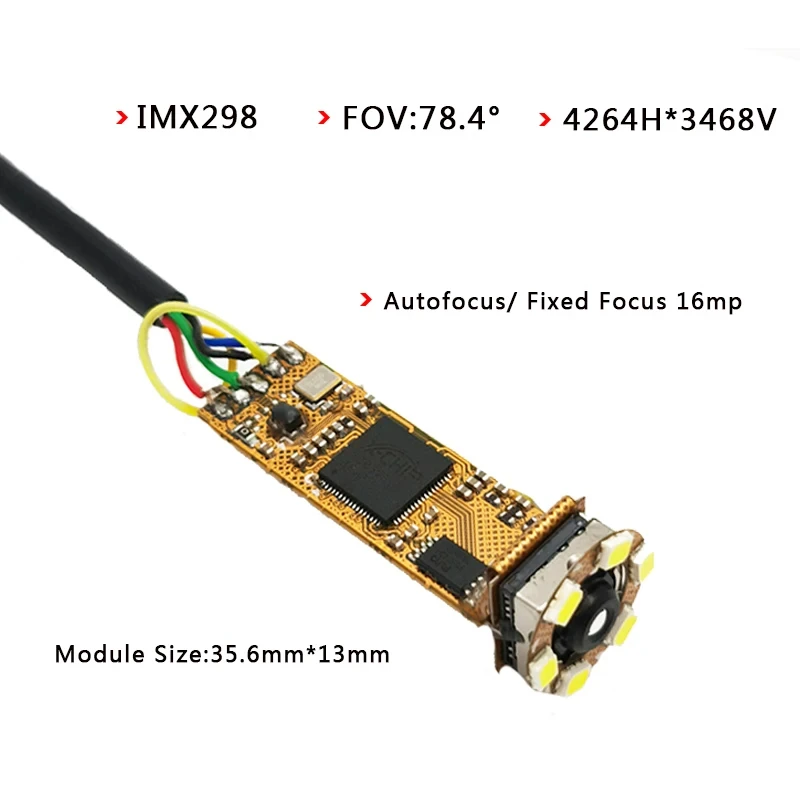 

16mp Full Hd Imx298 Endoscoop Camera Usb Module Autofocus Met Led Licht Voor Medische Apparatuur Inspectie Pijplijn Inspectie