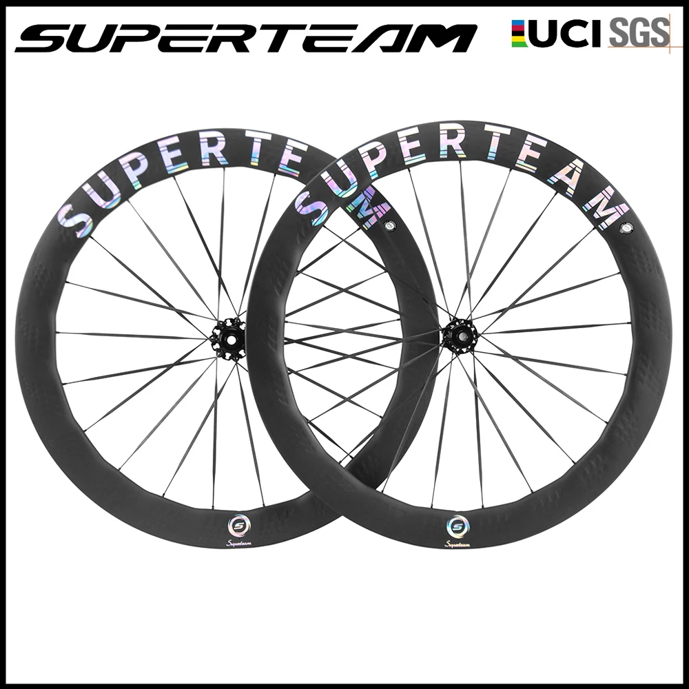 

SUPERTEAM-Tubeless Road Disc Brake for HG or XDR, Carbon Spoke Wheelset, 12Speeds, 50mm