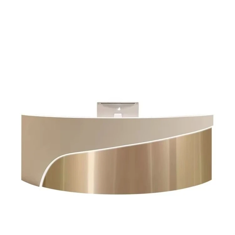 

&c Modern Half Round Retail Counter with Drawers, Standing Front Desk, Reception Counter for Supermarket Convenience Store Hotel