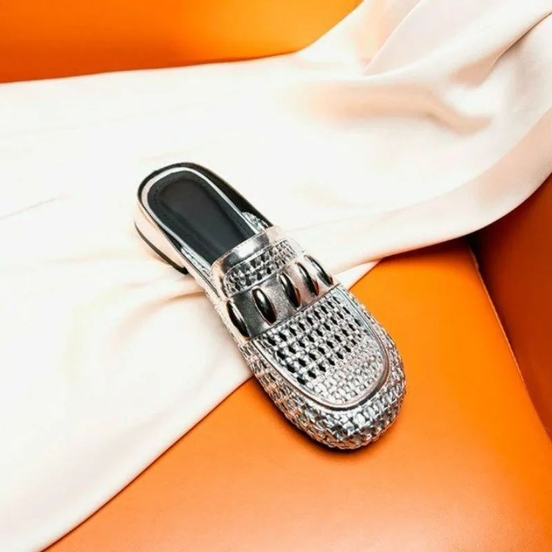 

Weave Mesh Flats Slippers Women Sandals Mules Shoes Summer Flip Flops 2025 New Trend Beach Casual Shoes Designer Slides