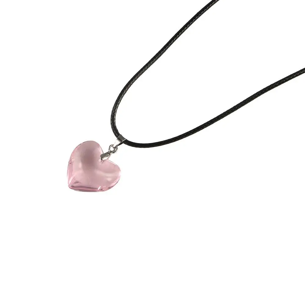 قلب صغير الشرير القلب كريستال قلادة القوطية حبل سلسلة الأحمر القلب قلادة Y2K مجوهرات خمر القلب القلائد المختنق النساء الرجال #3