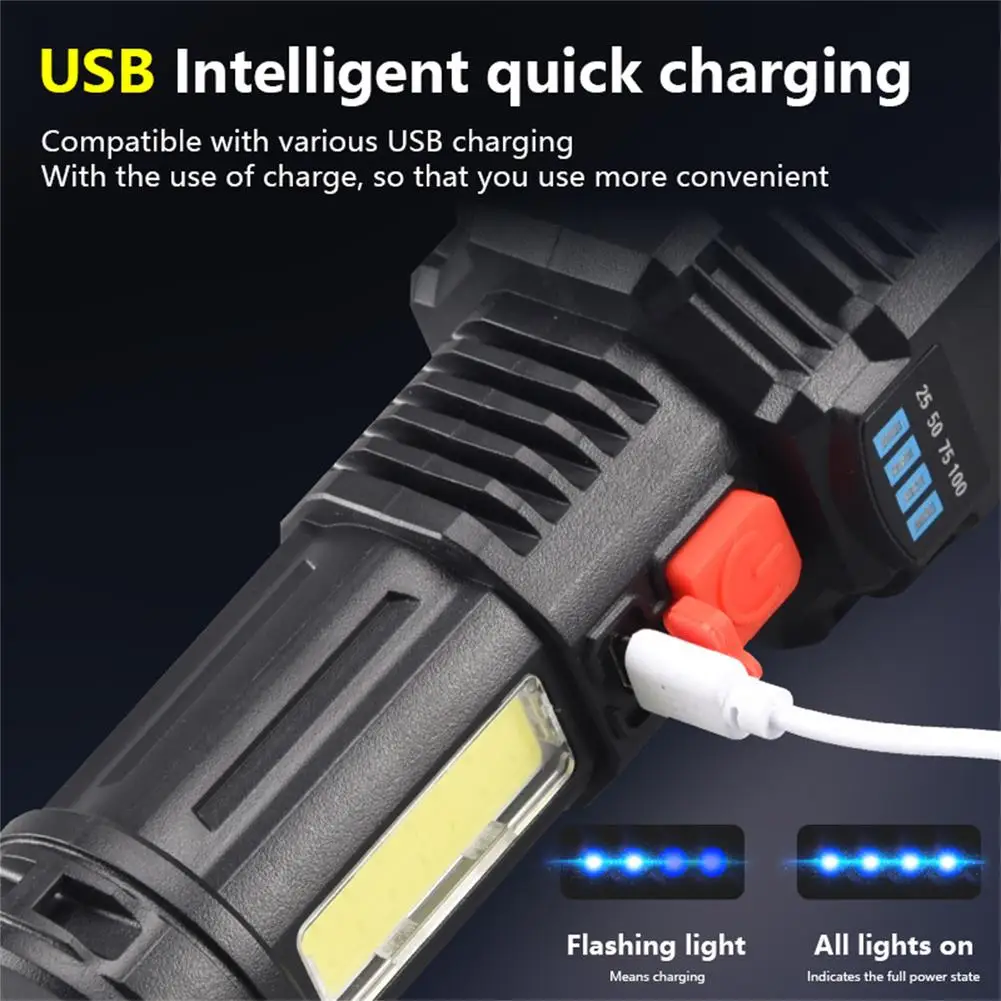 Outdoor Portable 5-heads Led Flashlight 5 Modes 4800mah Rechargeable Super Bright Torch for fishing caving cycling hunting