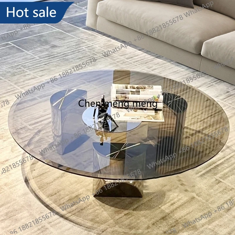 MM02 Nordic ​​Floating Italian Minimalist Round Tempered Glass Coffee Table Small Space Luxury Modern Coffee Furniture Teapoy