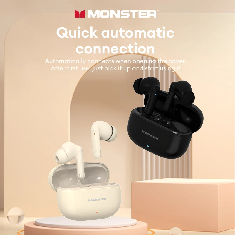 Monster XKT27 auriculares Bluetooth V5.4 Larga modo de reposo auriculares inalámbricos con sonido HIFI reducción de ruido inteligente auriculares de llamada HD