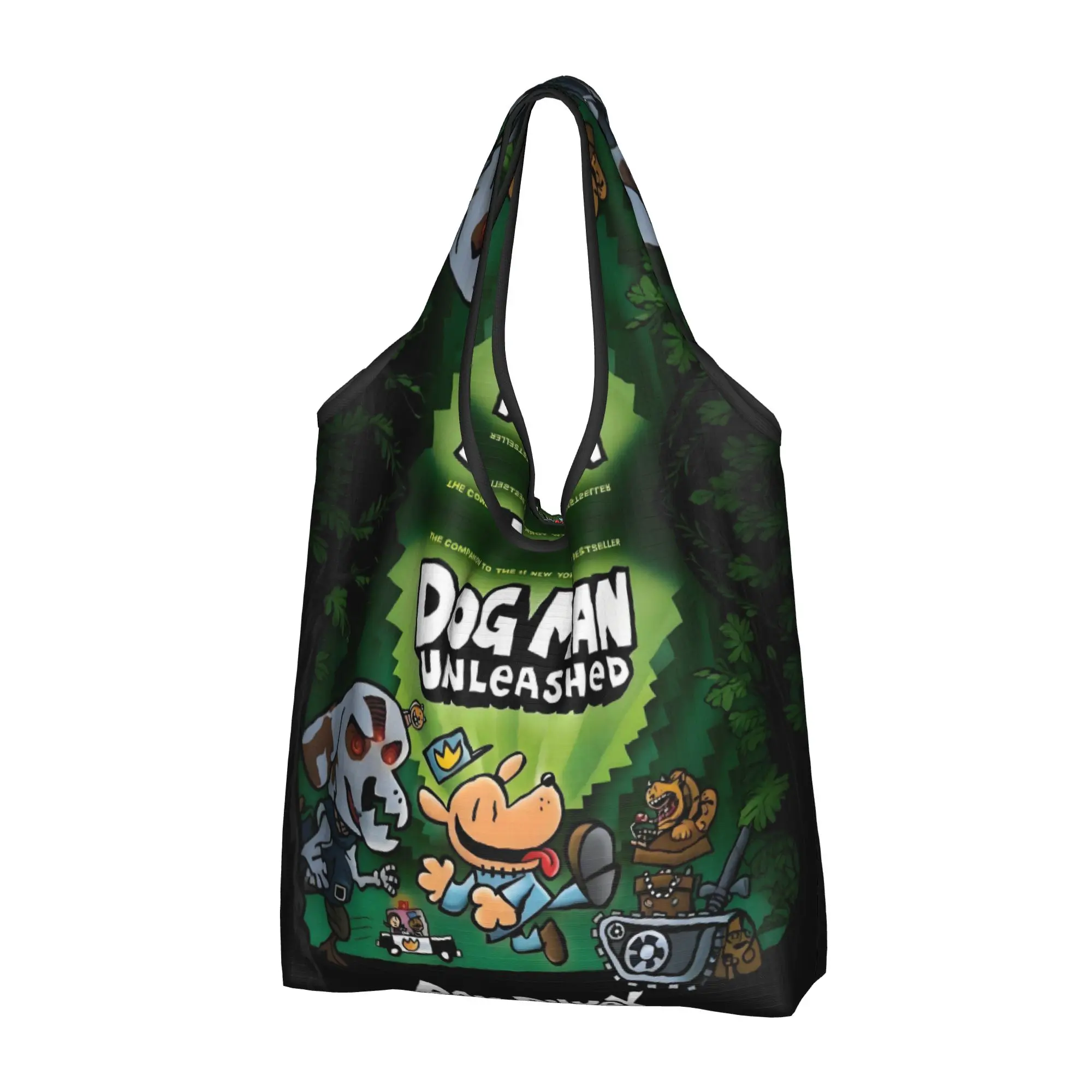 Custom Cartoon Dog Man Manga  Shopping Bag Women Portable Large Capacity Grocery Funny  Tote Shopper Bags