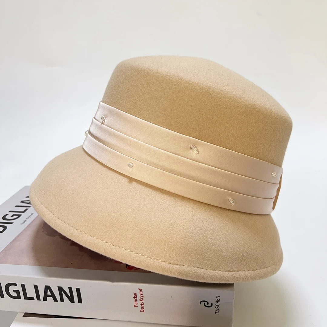 エレガントなウールのフィッシャーマンハット-レディース-ファッショナブルな秋冬-暖かい-スタイリッシュな韓国スタイル-多用途-高級帽子-トレンディ