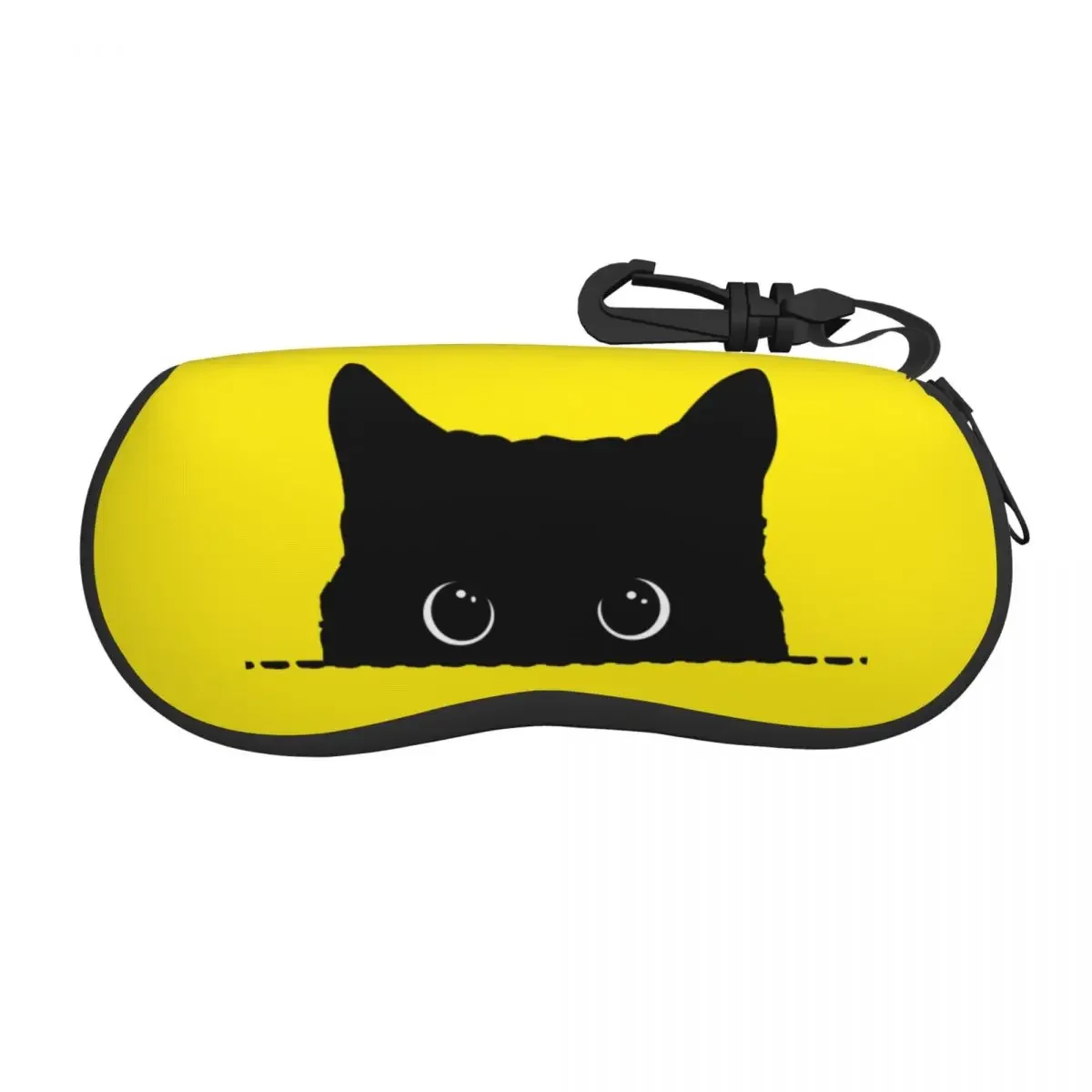 

Black Cat Peeking Shell Eyeglasses Protector Cases Cool Sunglass Case Cartoon Meow Glasses Bag