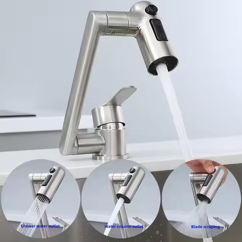 Nickel 304 Stainless Steel Bathroom Basin Faucet Deck Mounted Hot And Cold Mixer Water Bathroom Sink Tap Washbasin Crane Taps