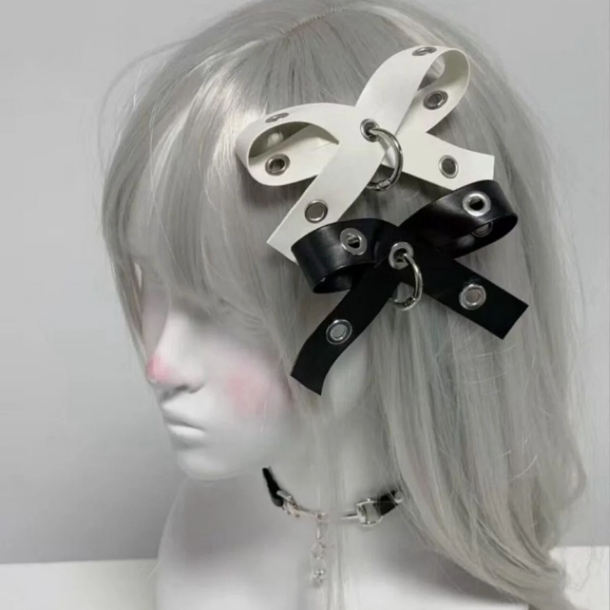 

Заколки для волос в стиле Y2K Gothic Lolita: женские заколки-бантики из искусственной кожи, панк-заколки, аксессуары для волос в стиле Harajuku Spice Girls, хип-хоп аксессуары