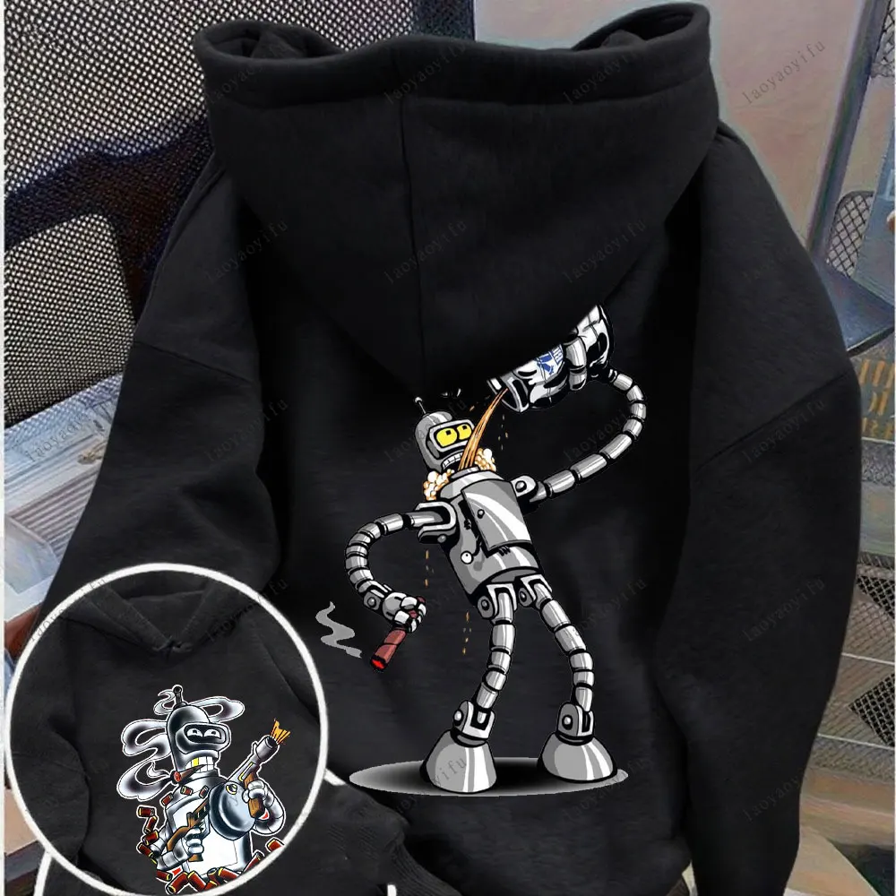 Futurama Hoodie Cartoon Pullover Funny Robots Men Hoodie Street Fashion Casual Winter Streetwear Pullover Long Sleeve