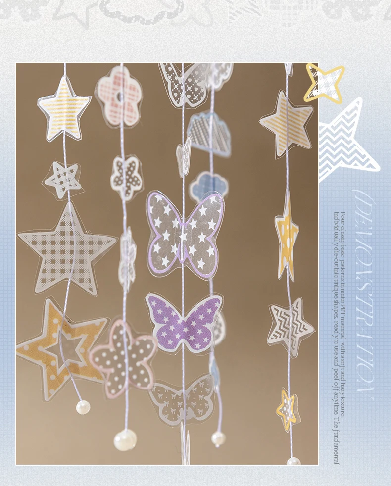 Journal GO 4,5cmx2m Nebel-Matt PET-Klebeband-Aufkleber mit Grundelementen und Gittermustern für Scrapbooking und kreatives Basteln – Detail 12