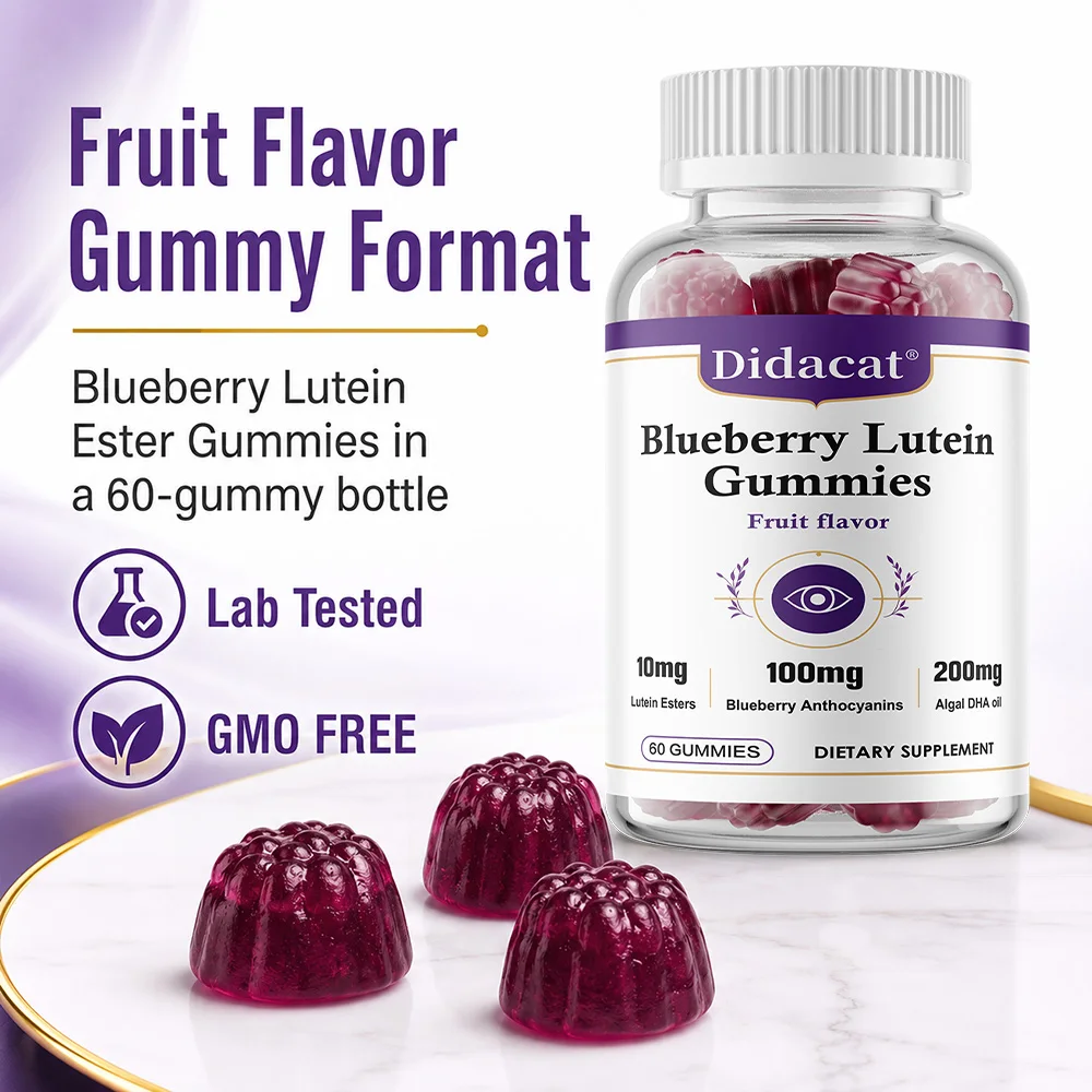 Lutein Supplement - Blueberry + Algal DHA Oil To Relieve Eye Fatigue Vision Health and Dryness Gummies