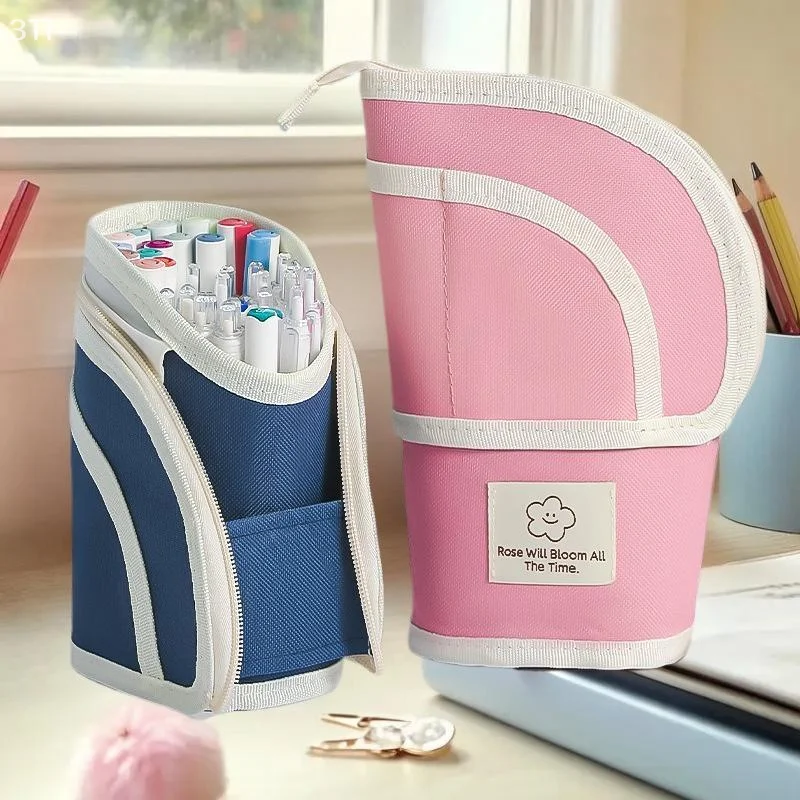 الحد الأدنى 2 في 1 حقيبة القلم قابل للسحب المحمولة الإبداعية سعة كبيرة مقلمة قابل للسحب الدائمة حامل قلم القرطاسية