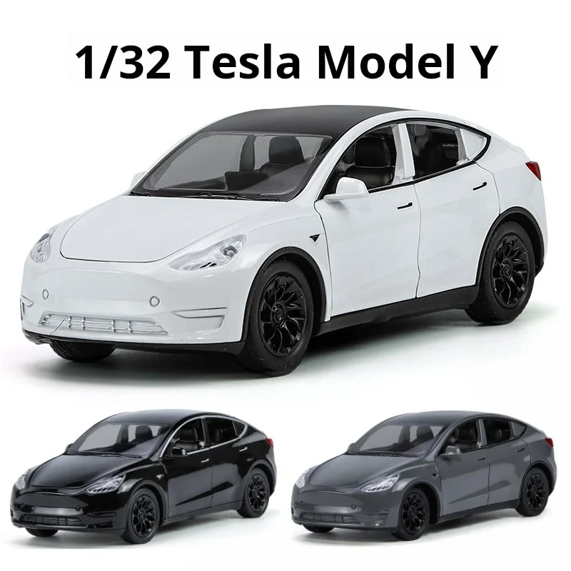 

1：32 Model Y for Tesla Diecast Alloy Toys Models Car Simulation Sound And Light Pull Back Function Collection Boys Toy Gifts