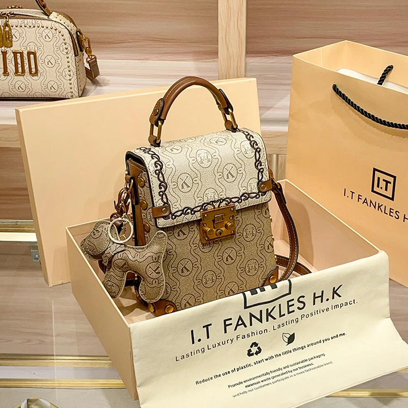 Luxury brand designer women's handbag small square bag 024 new fashion high-end autumn and winter single shoulder mobile phone