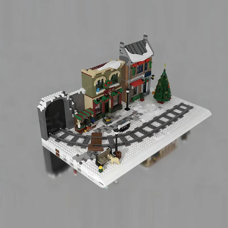 City Street View Model MOC Building Bricks Winter Village House Modular Technology Children Holiday Gifts Assemble Toys Suit