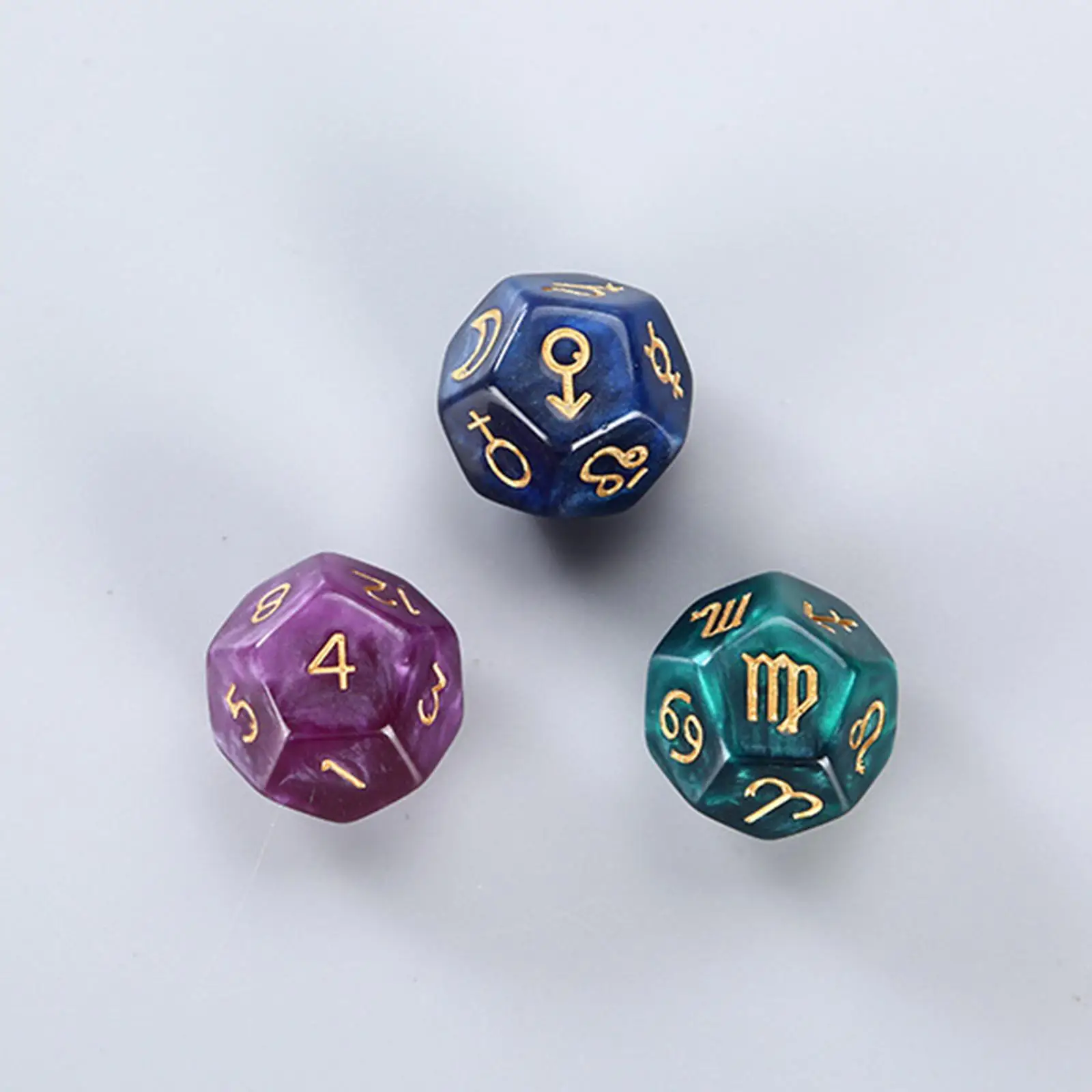 

3x 12 Sided Resin Pearl Astrological for Constellation Toys