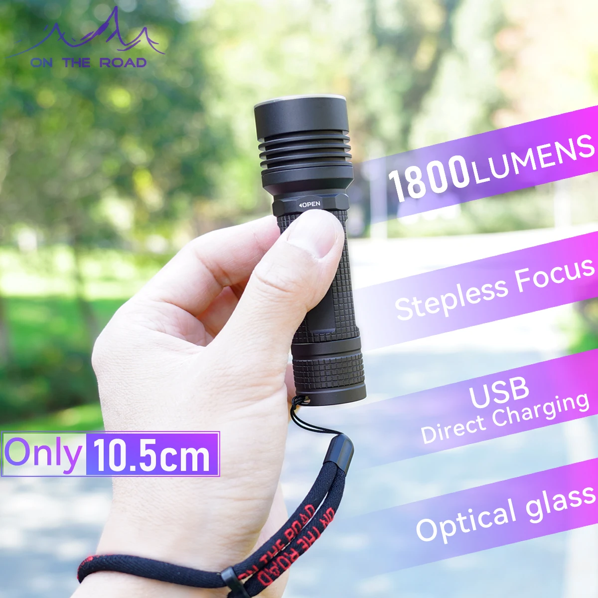 ON THE ROAD i5 focusing strong light flashlight USB direct charging zoom small flashlight mini portable remote