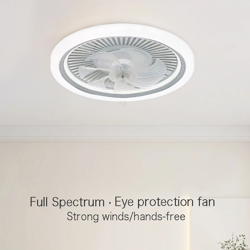 New Nordic Style Ceiling Fan Light, Living Room, Dining Room, Bedroom Circular LED Energy-Saving Ceiling Light With Fan