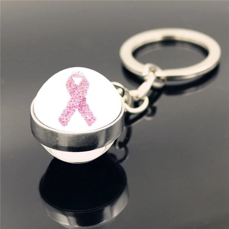 Pink Ribbon Keychain Breast Cancel Awareness Ltems Caring for Women Breast Prevention Promotional Signs Keychains Accessories