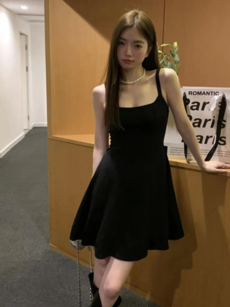 

Summer Mini Dresses Black Fashion Spring Summer New Korean Female Casual Sleeveless Dress Women A-line Short Skirt Vestidos