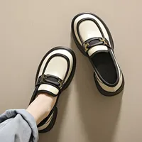 LeFu Shoes 2024 New Summer Autumn Black Thick Bottom Explosion Style British Style Small Leather Shoes Coarse Track Adult Casual