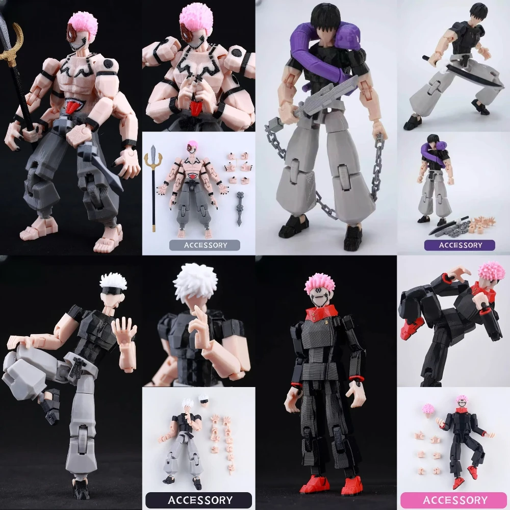figura-jujutsu-kaisen-titan-13-anime-gojo-com-traje-preto-modelo-lucky-13-boneco-articulado-e-posavel