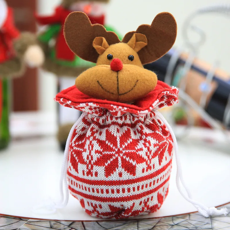 สร้างสรรค์ใหม่ทอ3D Christmas Apple Bag Christmas Gift Bag,Snowman,Father Christmas,Moose,หมี Christmas Candy Bag