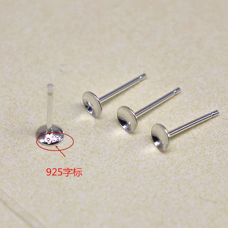 

1Pair Solid 925 Sterling Silver Earring Post for Jewelry Making DIY Accessories with Cupped Pad for Pear Beads