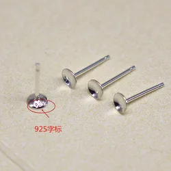 1Pair Solid 925 Sterling Silver Earring Post for Jewelry Making DIY Accessories with Cupped Pad for Pear Beads