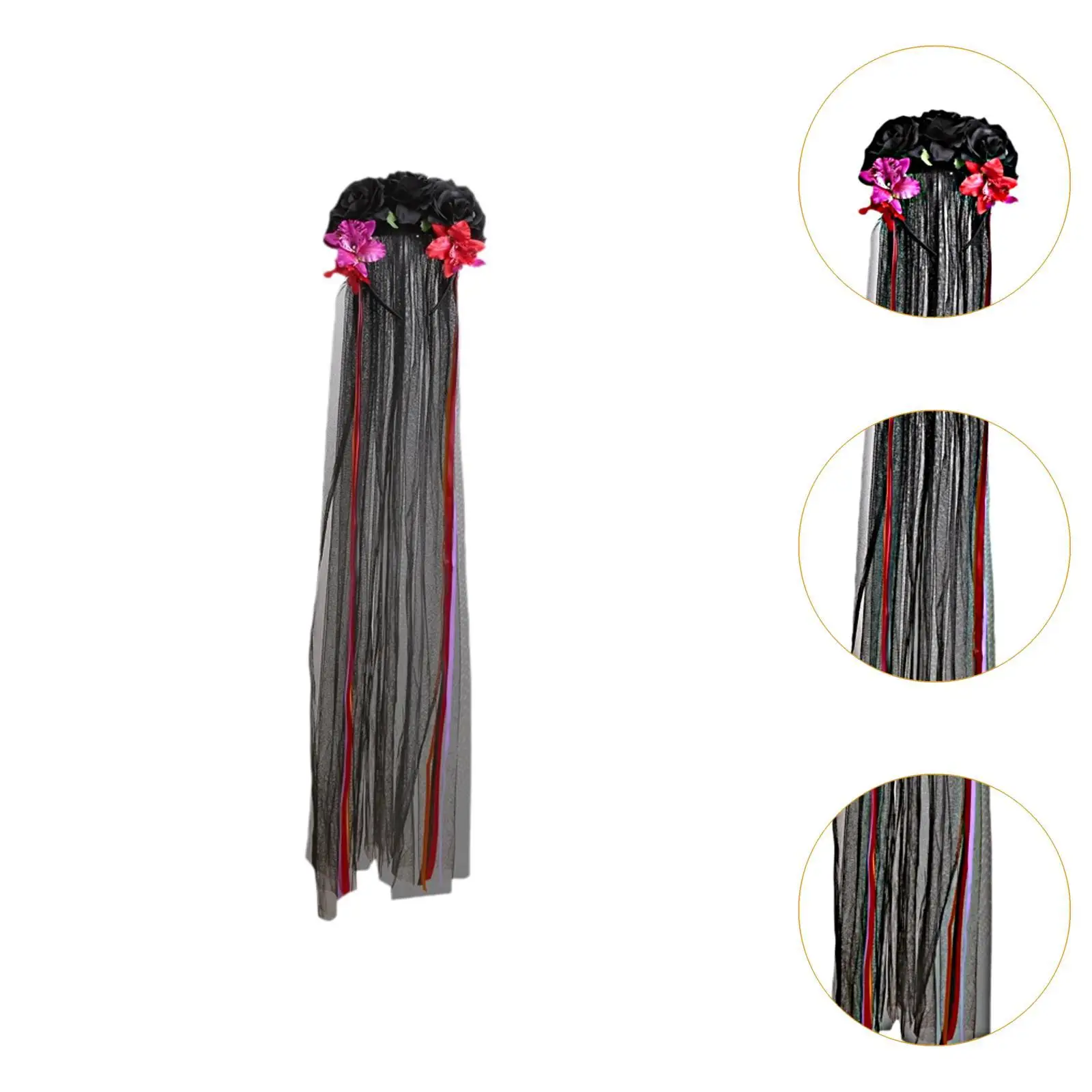 Halloween Rose Headband Cosplay Comfortable Rose Flower Hair Hoop for Carnival image 5