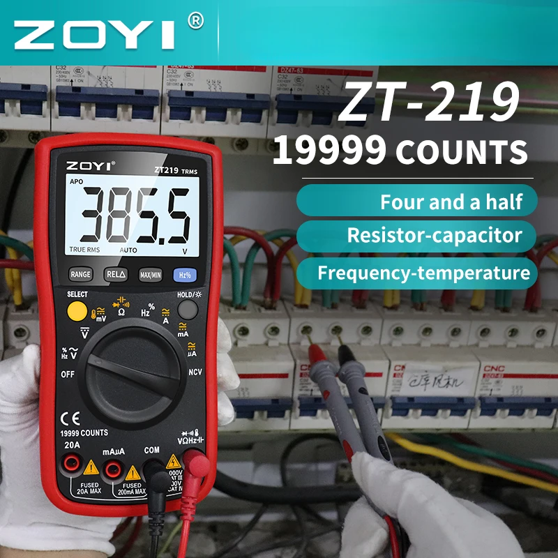 

Цифровой мультиметр ZOYI ZT219, 19999 отсчетов, True RMS, Автомобильный Электрический фотометр, профессиональный измеритель напряжения