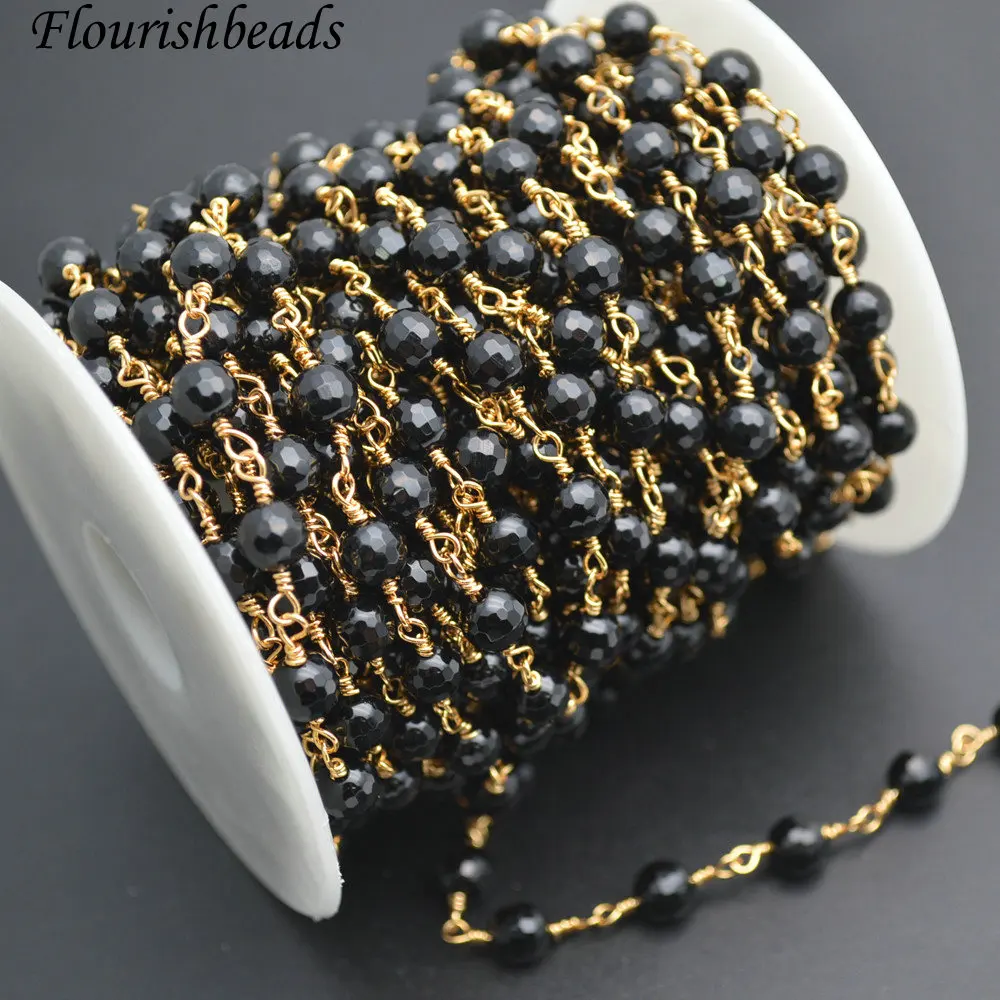 

Faceted 6mm Round Beads Gold color plated Copper Wire Linked Bead Chains 10 metres per role