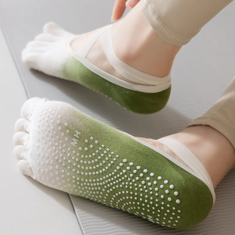 อินเทรนด์Gradient Cross Strapห้านิ้วถุงเท้าโยคะผู้หญิงAnti Slip Professionalถุงเท้าพิลาทิสเต้นรําในร่มฟิตเนสกีฬาถุงเท้า