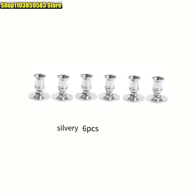 6pcs Taper Candle Holders Candlestick Silver Gold Rod Wax Base for Wedding Party Festival Candlestick Home Decor Candle Holders