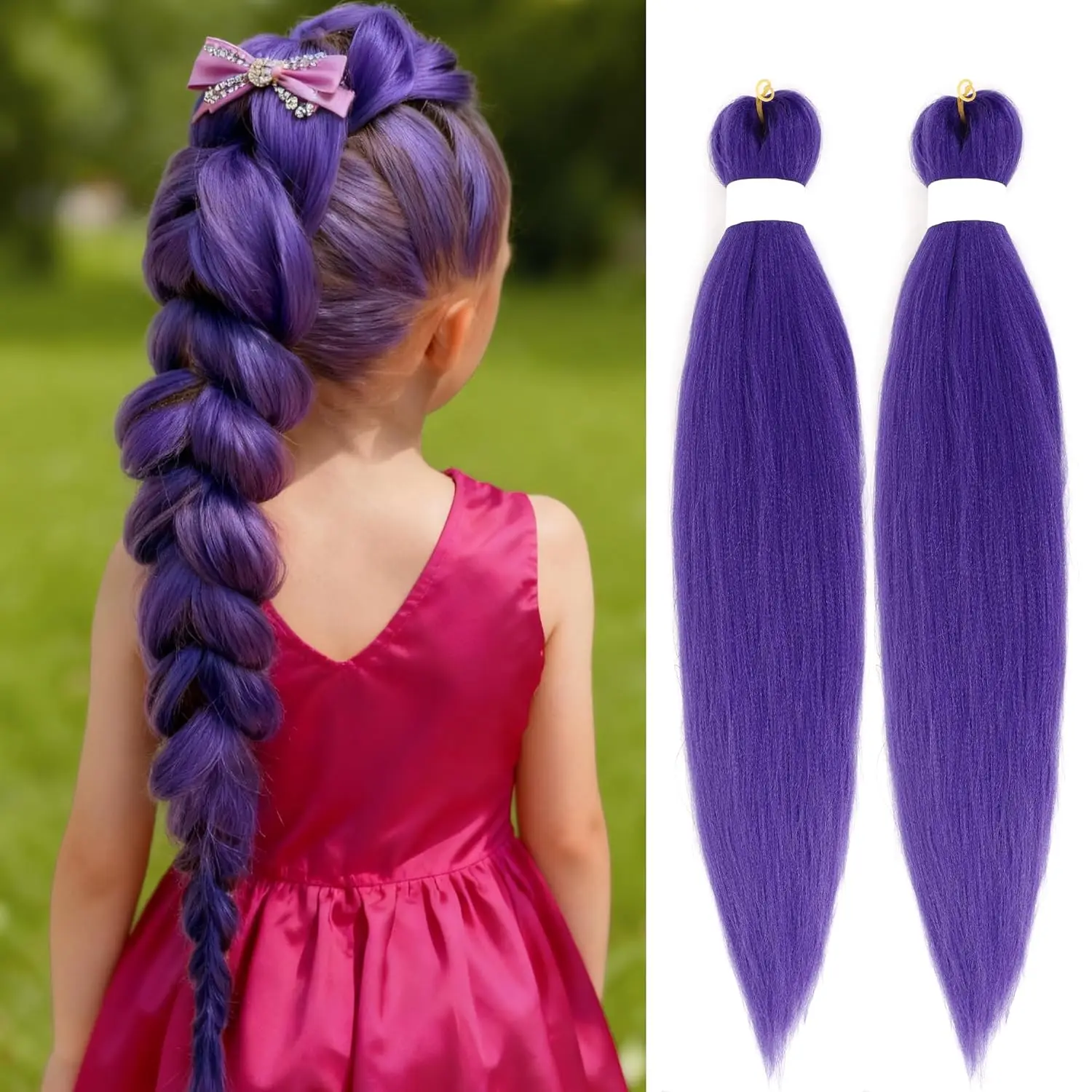 

Фиолетовое предварительно растянутое плетение волос для наращивания косичек Яки, синтетическое плетение крючком, твист-волосы, костюм на Хэллоуин, косплей