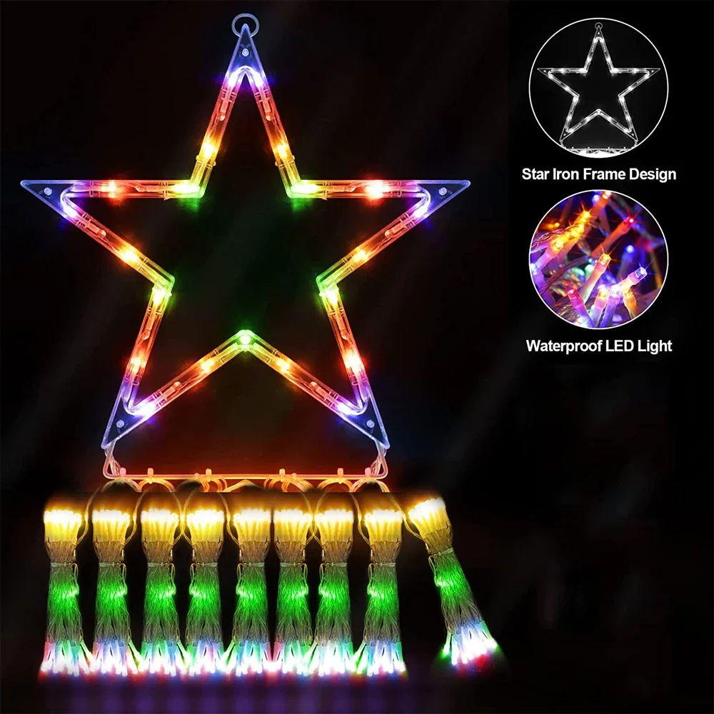 Zewnętrzne dekoracje świąteczne Solar Star Light String 350LED Tree Light 8Modes Lighting Mode Yard Festival Valentine Party Decor