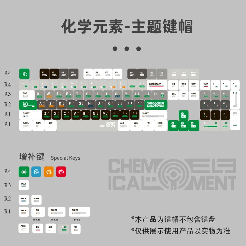 Chemical element four-sided pudding double leather milk keycap ASA height full five-sided hot sublimation keycap small full set