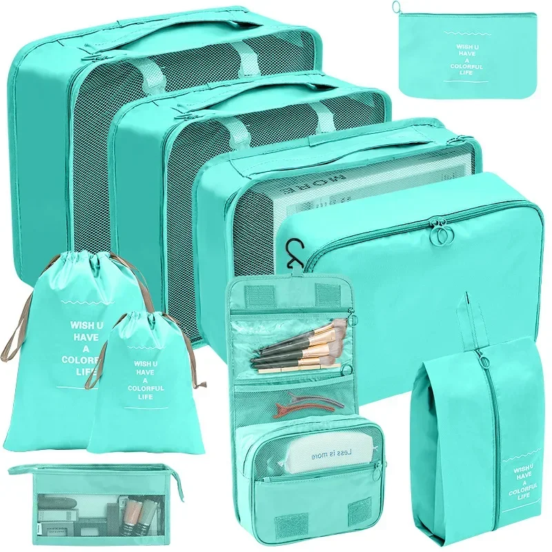 7/8/9/10 Pcs Set Travel Organizer Storage Bags Suitcase Packing Cubes  Cases Portable Wardrobe Luggage Clothes Shoe Pouch Fold