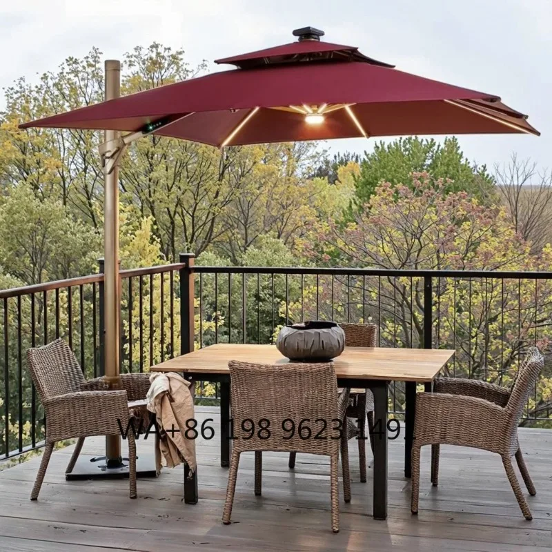 Foldable Solar Garden Umbrella Square Design Outdoor Dining Villa Balcony Park Hotelscape Umbrella