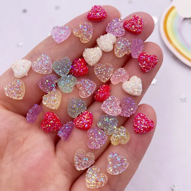 100szt AB Resin 8mm Bling Candy Color Mini Sweet Heart Ore Flatback Rhinestone Ornaments DIY Wedding Applique Nail Art Gem Craft