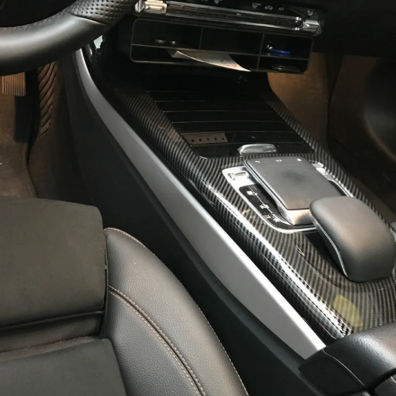 

Carbon Fiber Car Console Gear Knob Center Control Panel Trim Interior Gear Shift Protective Trim Cover for Merc edes Benz