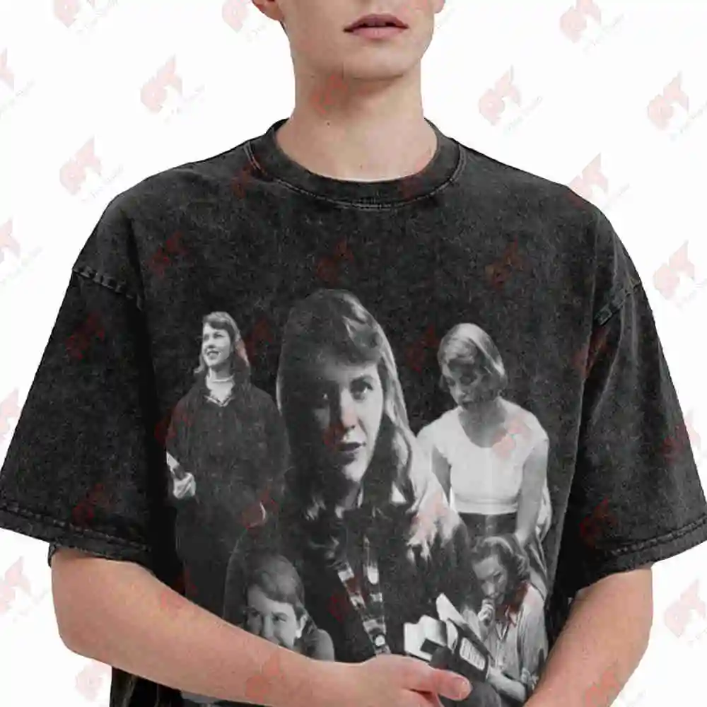 Sylvia Plath Vintage Washed Tee Pure Cotton T-Shirt