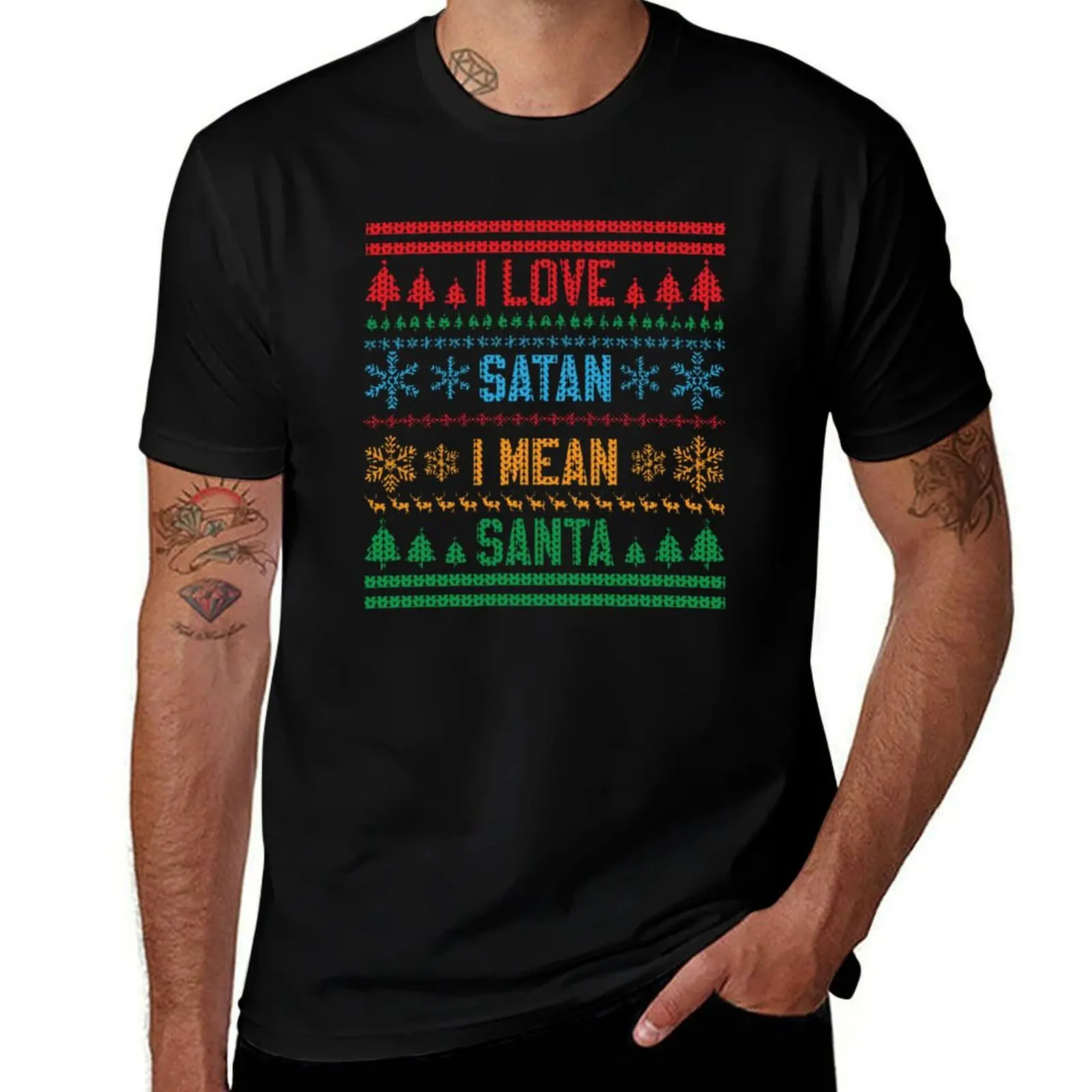 

I Love Satan I Mean Santa - Christmas Design. T-Shirt graphics topping cute tops men tshirt