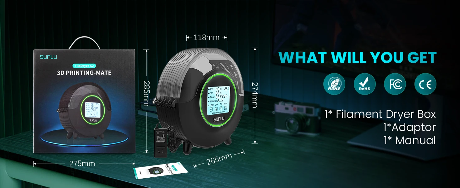 SUNLU S2 3D-Drucker Filament-Trockner Verbesserte Aufbewahrungsbox mit 360°-Trocknung ° Umlaufender Heizlüfter für PLA/PETG/ABS Filament-Trockner – Detail 9