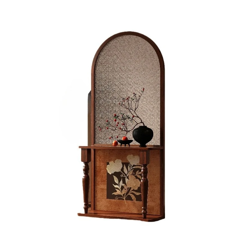

Screen partition cabinet glass living room retro decorative cabinet entry door blocking solid wood rack