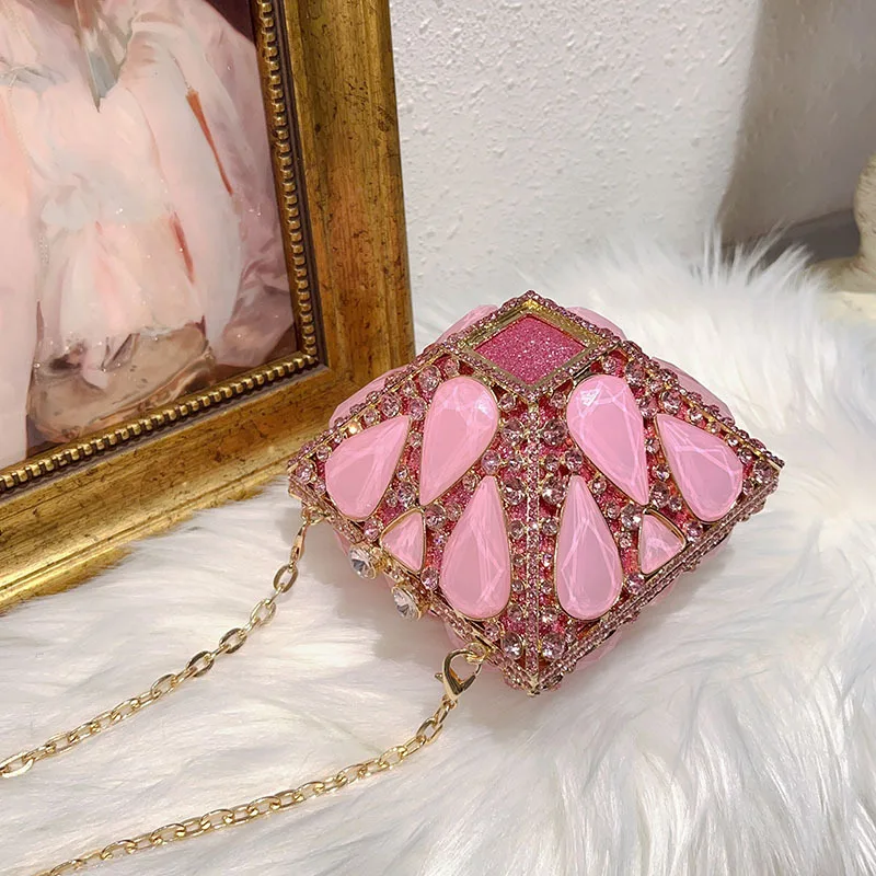 

Rhinestone Full Diamond Dinner Bag Celebrity Light Luxury Crystal Premium Box Bag Crossbody Bag