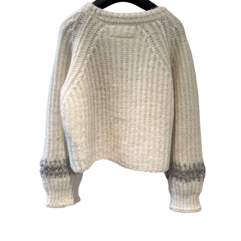 Hand Crochet Short Shipment Sweater with Thick Women Raglan Sleep round Collar Design 80% Welfare