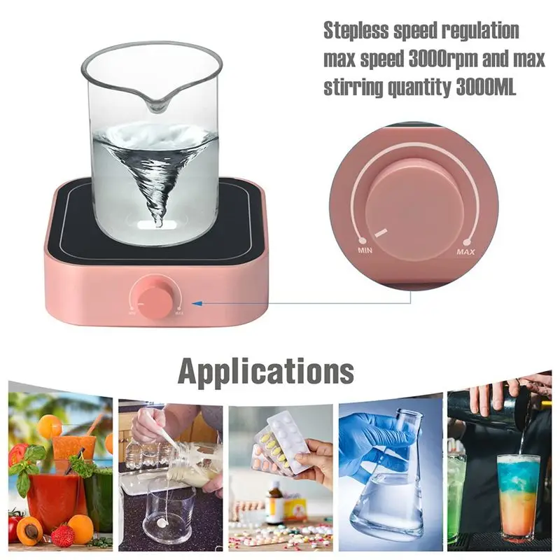 

A75K Magnetic Stirrer 3000Rpm, Magnetic Stir Plate with Stir Bar, Magnetic Mixer Stirrer Max Stirring 3000ML Pink US Plug