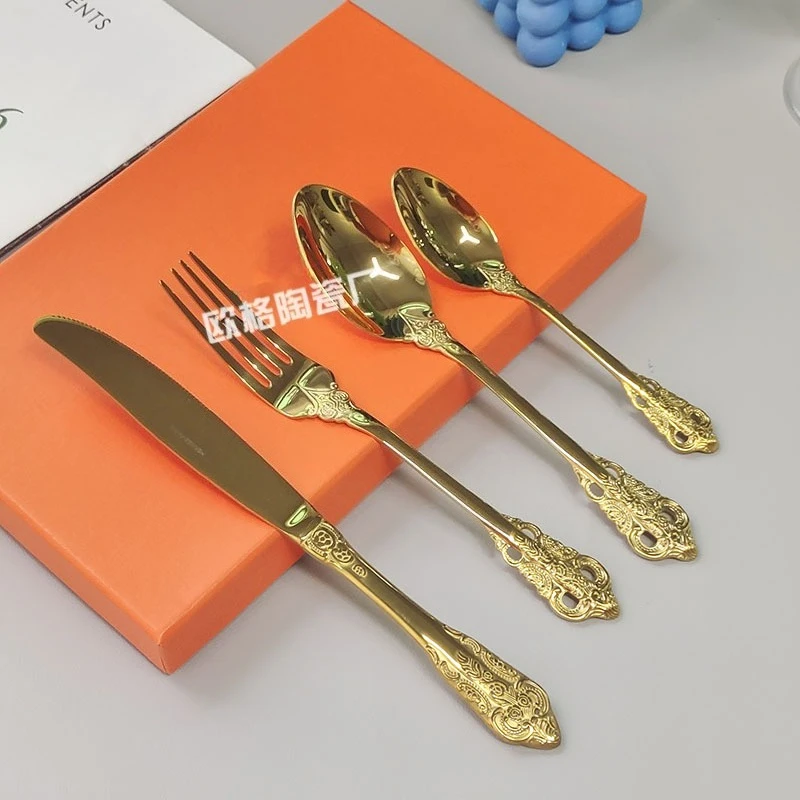 

Сверхмощный набор для стейков из нержавеющей стали с тарелкой, полная посуда для ресторана и семейной столовой